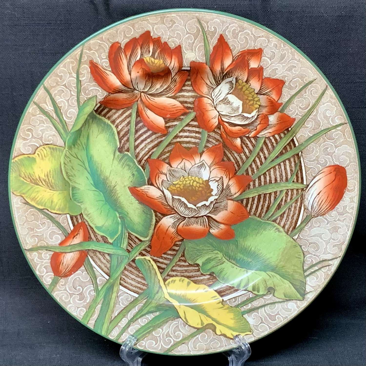 1903 ~ Outstanding Wedgwood Cabinet Transferware Plate ~ WATER LILLY