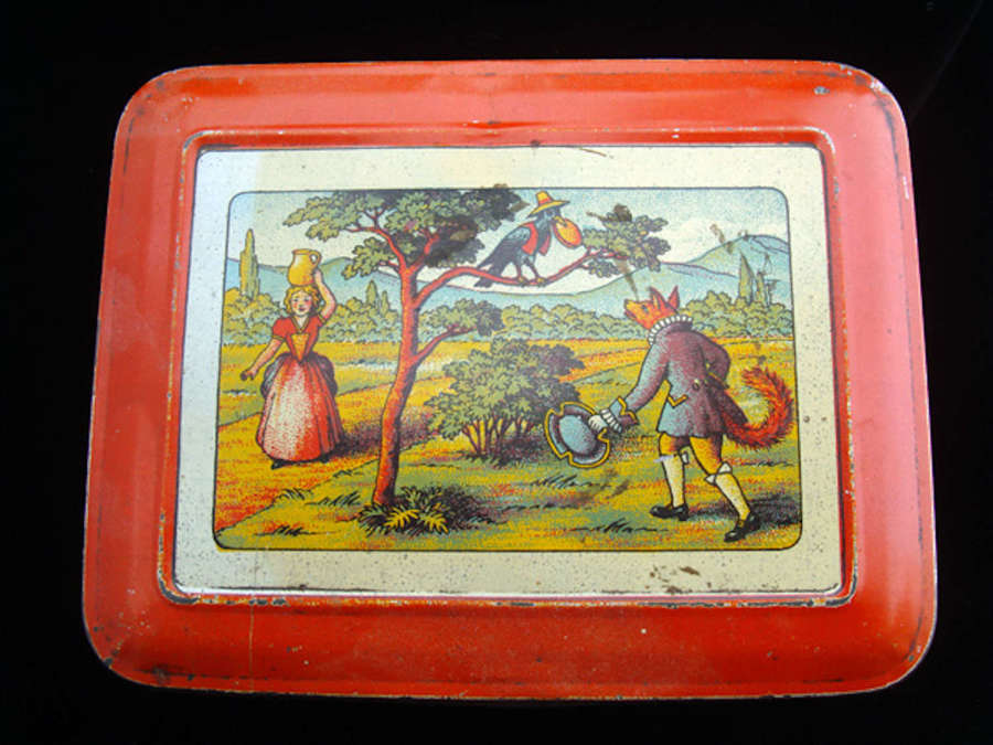 Early Large Fontaine Biscuit Tin ~ NURSERY TALES 1930