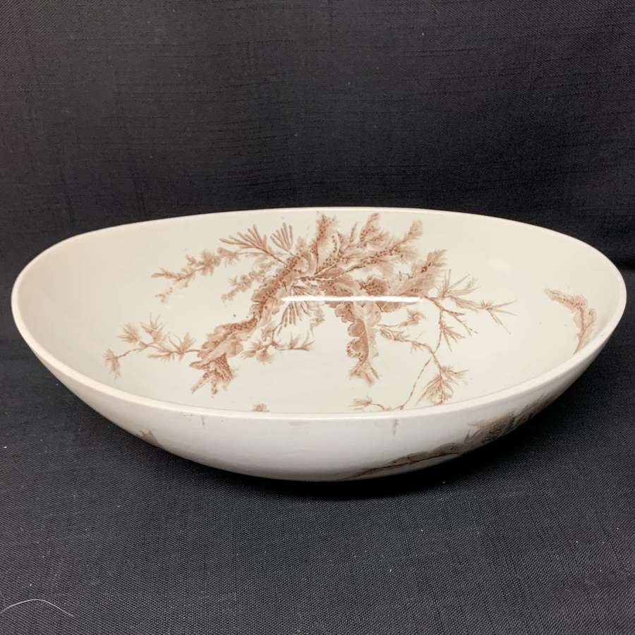 Rare Brown Wedgwood Centerpiece Fruit Bowl ~ SEAWEED 1883