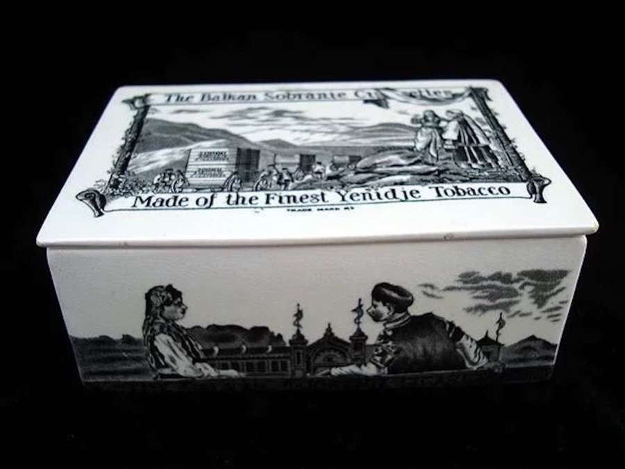 Rare Balkan Sobranie Ceramic Tobacco ADVERTISING Box ~ 1880
