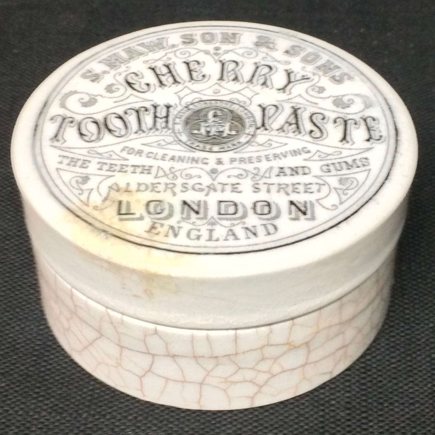 Quack Medicine Victorian Areca Nut Indian CHERRY Tooth Paste Pot 1885