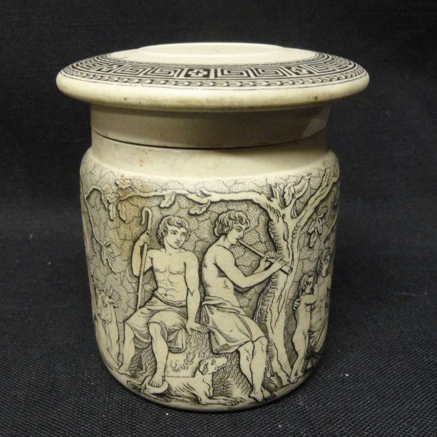 Classical Victorian Potted Meats Pot and Lid ~ 19th Century