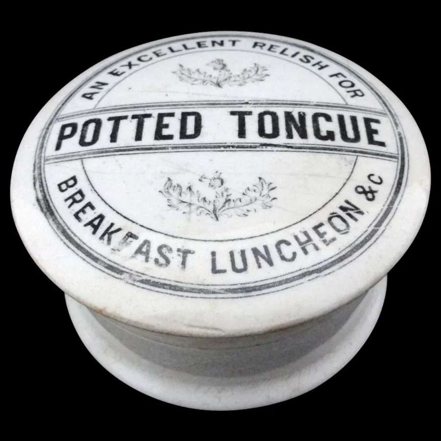 Victorian POTTED TONGUE Pot and Lid 1885