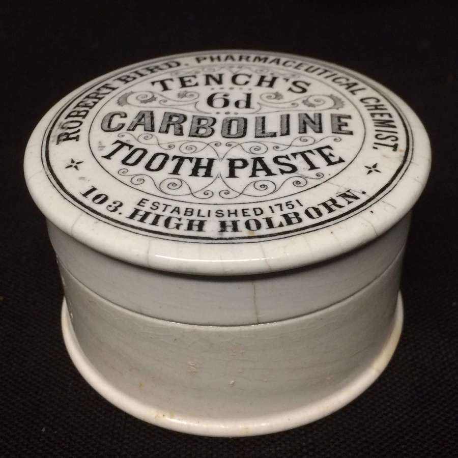 Quack Medicine Tench’s Carbolic Tooth Paste Pot and Lid 1885