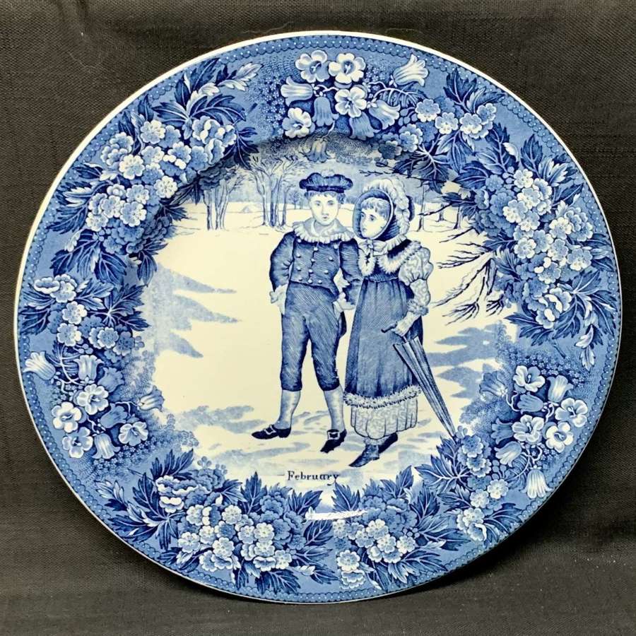 1898 ~ Wedgwood Months Plate ~ FEBRUARY ~ Winter Walk