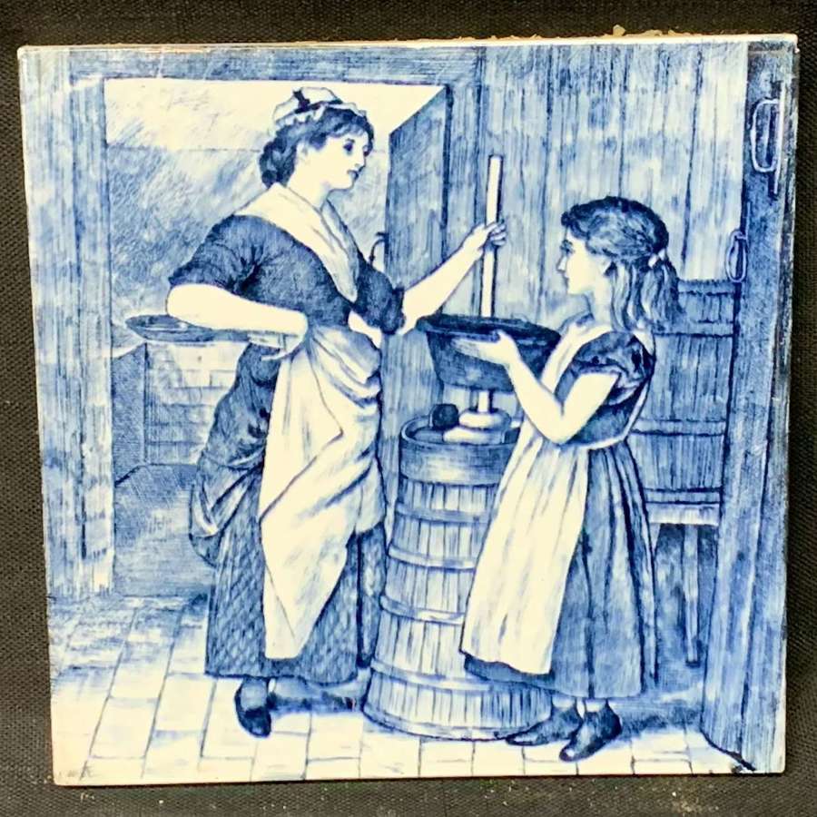 William Wise Country Life Tile ~ Making Butter 1879