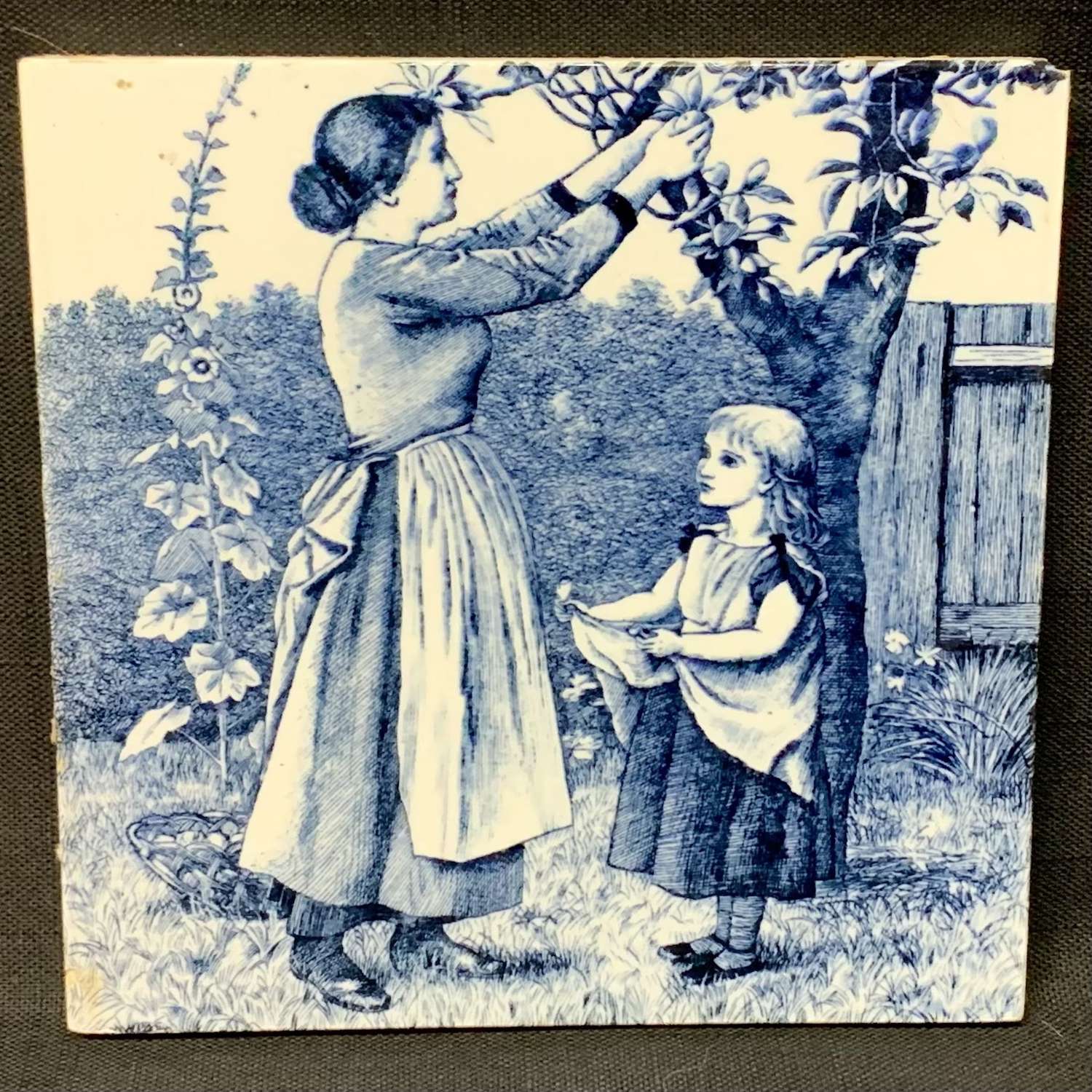 William Wise Country Life Tile ~ Picking Fruit 1879