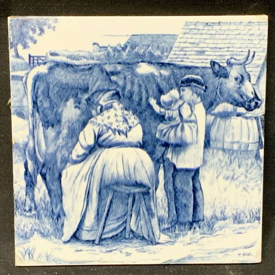 William Wise Country Life Tile ~ Milk Maiden 1882