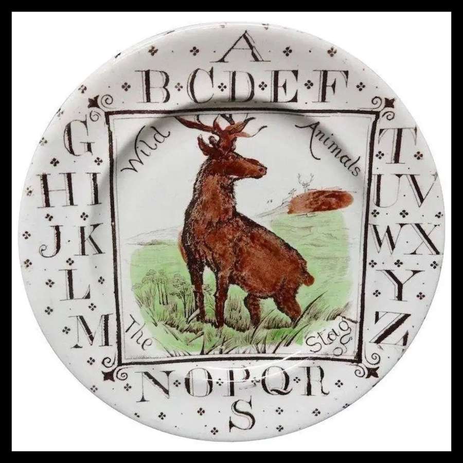 Antique ABC Plate ~ Wild Animals ~ The STAG 1880
