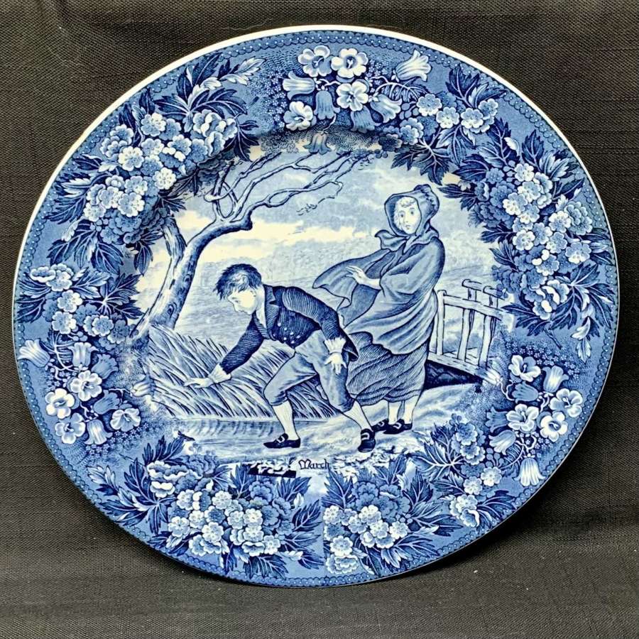 1898 ~ Wedgwood Months Plate ~ March ~ Chasing Hat