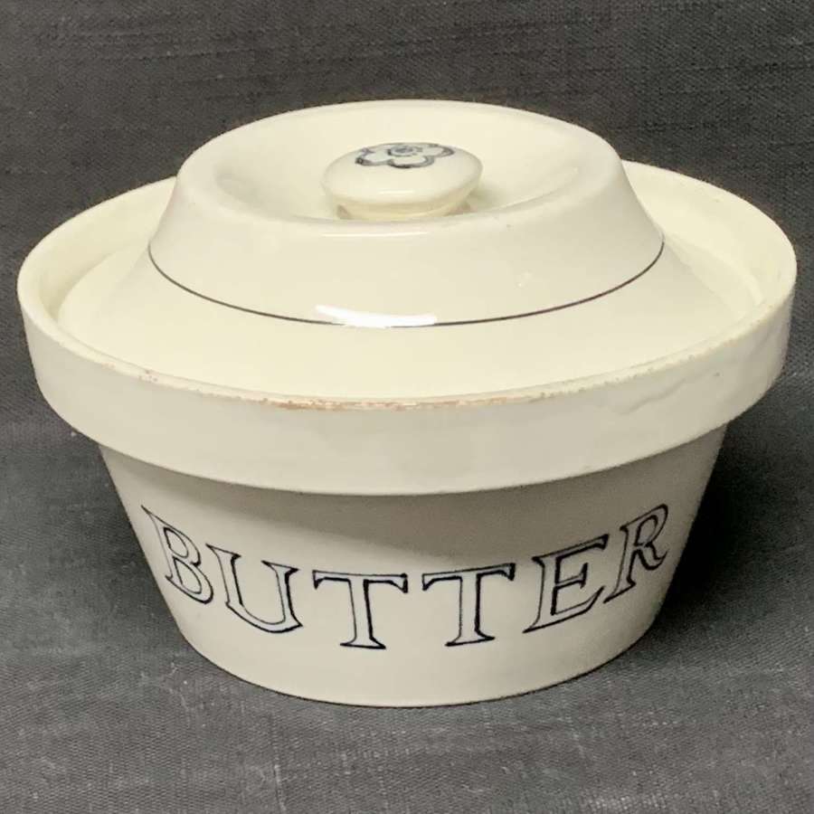 English Ironstone PURE BUTTER Dairy Shop Tub