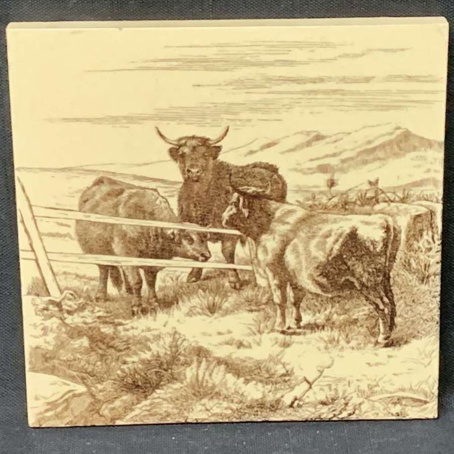 William Wise Farm Animals ~ Cows ~ Minton Tile 1879