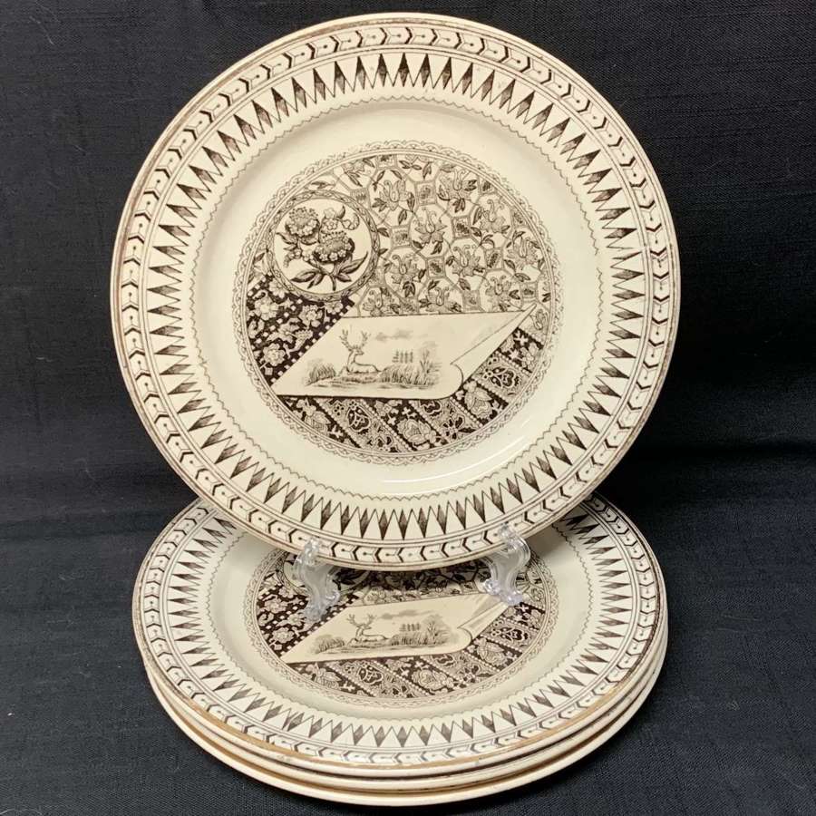 Brown Transferware Staffordshire Plate ~ CANTERBURY 1885 4 available