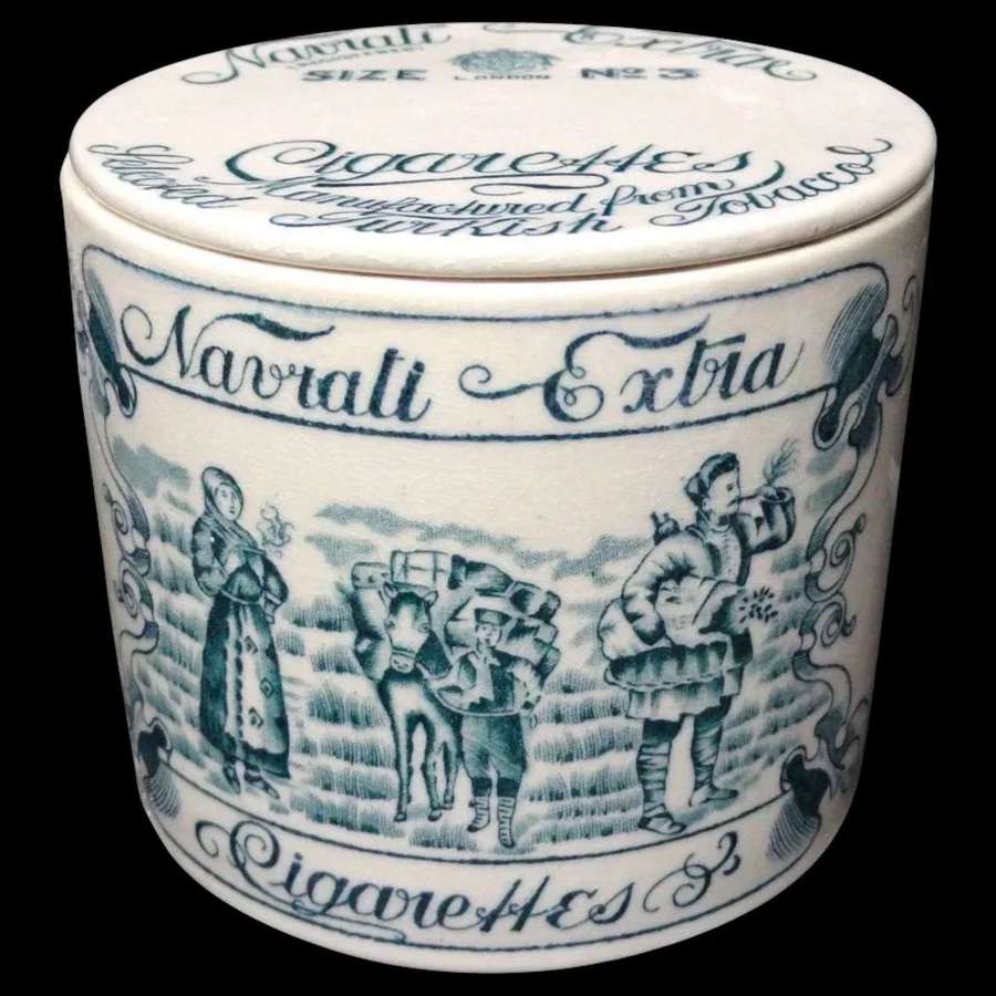 Rare Ceramic Navrati Extra Tobacco Box c1900