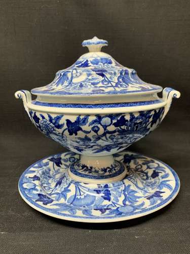 1874 ~ Botanical Transfer Printed Wedgwood Tureen and Undertray PEONY