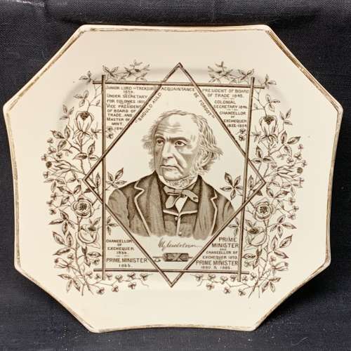 Victorian Aesthetic Movement Plate ~ W E Gladstone 1884 Prime Minister