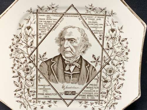 Victorian Aesthetic Movement Plate ~ W E Gladstone 1884 Prime Minister
