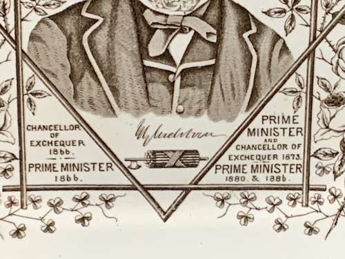 Victorian Aesthetic Movement Plate ~ W E Gladstone 1884 Prime Minister