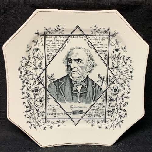 Victorian Aesthetic Movement Plate ~ W E Gladstone Prime Minister 1884