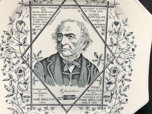 Victorian Aesthetic Movement Plate ~ W E Gladstone Prime Minister 1884