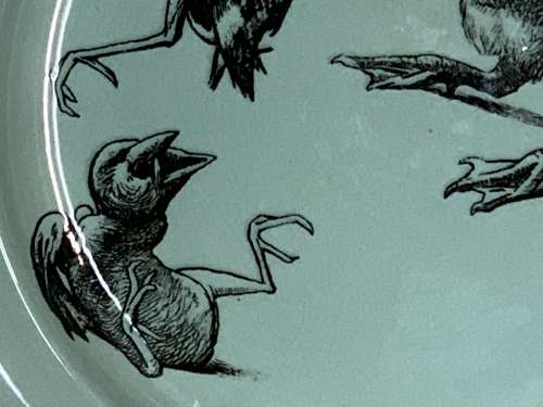 RARE Gustav Leonce Transferware Plate ~ Mother and Chicks 1890