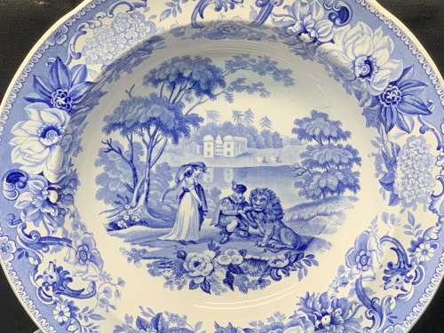 STAFFORDSHIRE TRANSFERWARE PLATE ~ AESOP'S FABLES 1835