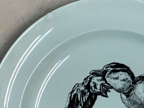 RARE Gustav Leonce Transferware Plate ~ Mother and Chicks 1890