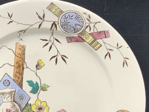 4 Aesthetic Movement Staffordshire Transferware Plates ~ SAIGON 1883