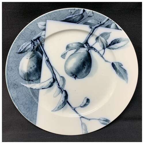 Mulberry Blue Transferware Botanical Fruit Plate ~ 1884 ~ Pears