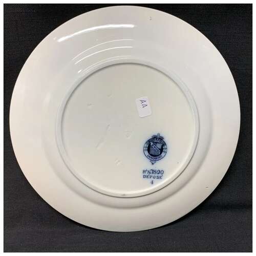 Mulberry Blue Transferware Botanical Fruit Plate ~ 1884 ~ Pears