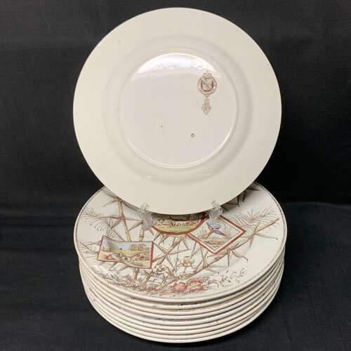 Polychrome Brown Transferware Chatsworth Plate ~ DEER in NATURE 1885
