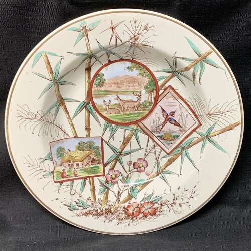 Antique Victorian Polychrome Soup/Pasta Plate ~ Chatsworth  1883