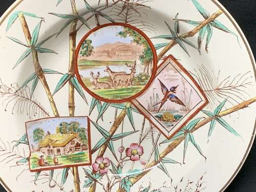 Antique Victorian Polychrome Soup/Pasta Plate ~ Chatsworth  1883
