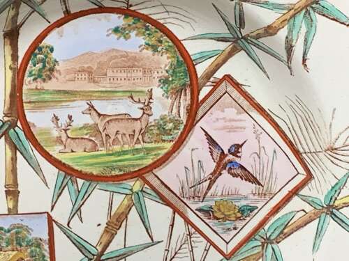 Antique Victorian Polychrome Soup/Pasta Plate ~ Chatsworth  1883