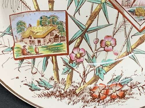 Antique Victorian Polychrome Soup/Pasta Plate ~ Chatsworth  1883