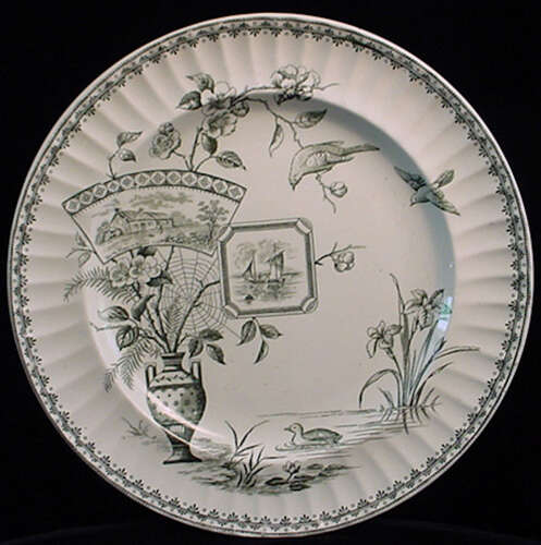 Aesthetic Black Transferware Plate ~ Kyle 1884