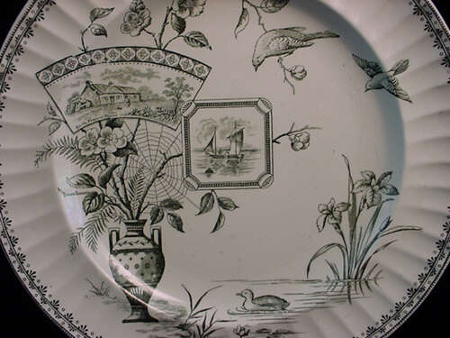 Aesthetic Black Transferware Plate ~ Kyle 1884