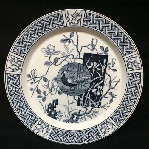 1880 ~ Blue Transferware FAISAN Victorian Plate ~ PHEASANT
