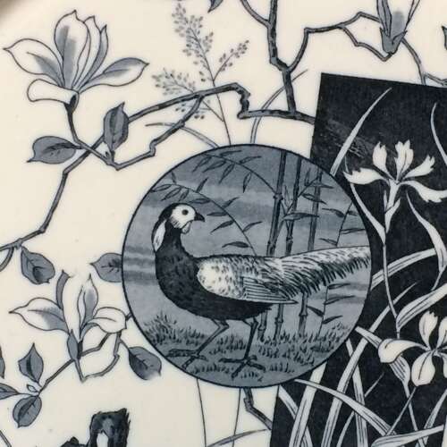 1880 ~ Blue Transferware FAISAN Victorian Plate ~ PHEASANT