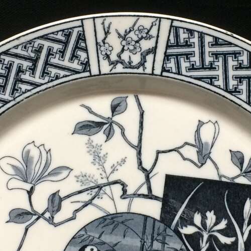 1880 ~ Blue Transferware FAISAN Victorian Plate ~ PHEASANT