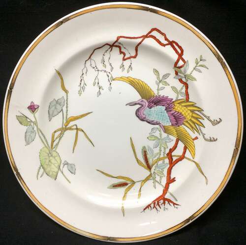 Royal Worcester Polychrome Plate ~ Rare EGRET 1877