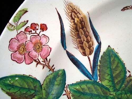 VERY LARGE BROWN TRANSFERWARE POLYCHROME PLATE 1887