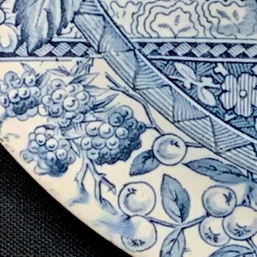 Blue Transferware Victorian Staffordshire Plate ~ Rustic 1886