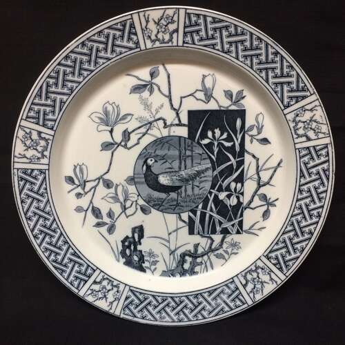 1880 ~ Blue Transferware Faisan Victorian Plate ~ PHEASANT