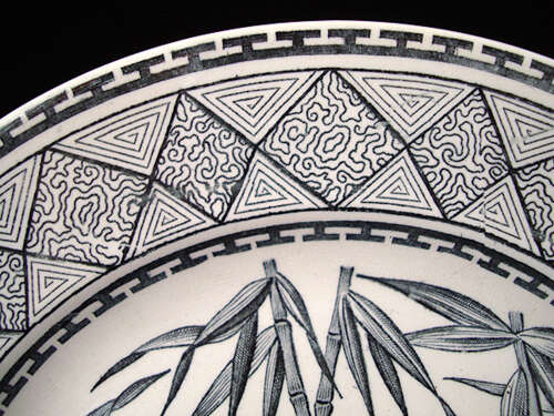 LARGE ENGLISH AESTHETIC TRANSFERWARE PLATE ~ BAMBOO 1885