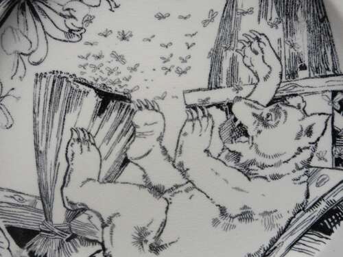 1870 Aesop’s Fables BEAR BEES Plate
