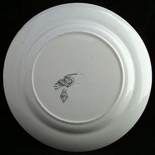 AESTHETIC GREEN TRANSFERWARE PLATE ~ LOVEBIRDS 1879