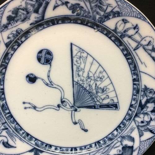 1880 ~ English Transferware Plate ~ Japanesque Birds 1880