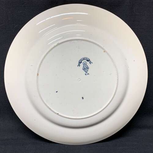 Very Large  Blue Transferware Plate ~ SUNFLOWERS PALMYRA 1883