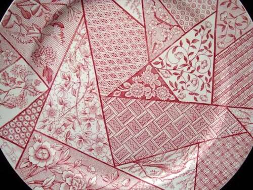 STAFFORDSHIRE Aesthetic Red Transferware Plate ~ Floris Ligna 1885